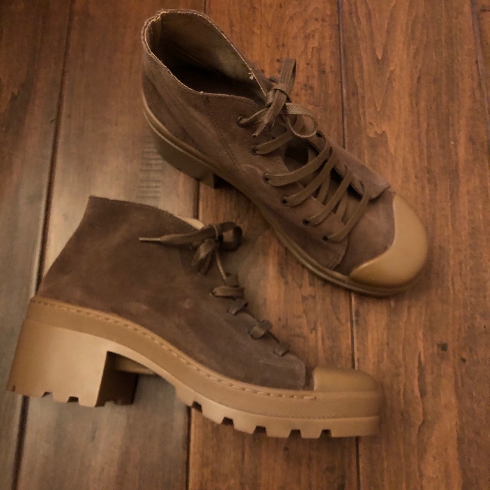 NEW Dark Taupe Suede Modern Logger Boots